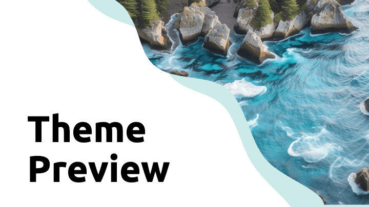 Teal green minimalist design with subtle wave shapes and ocean photography